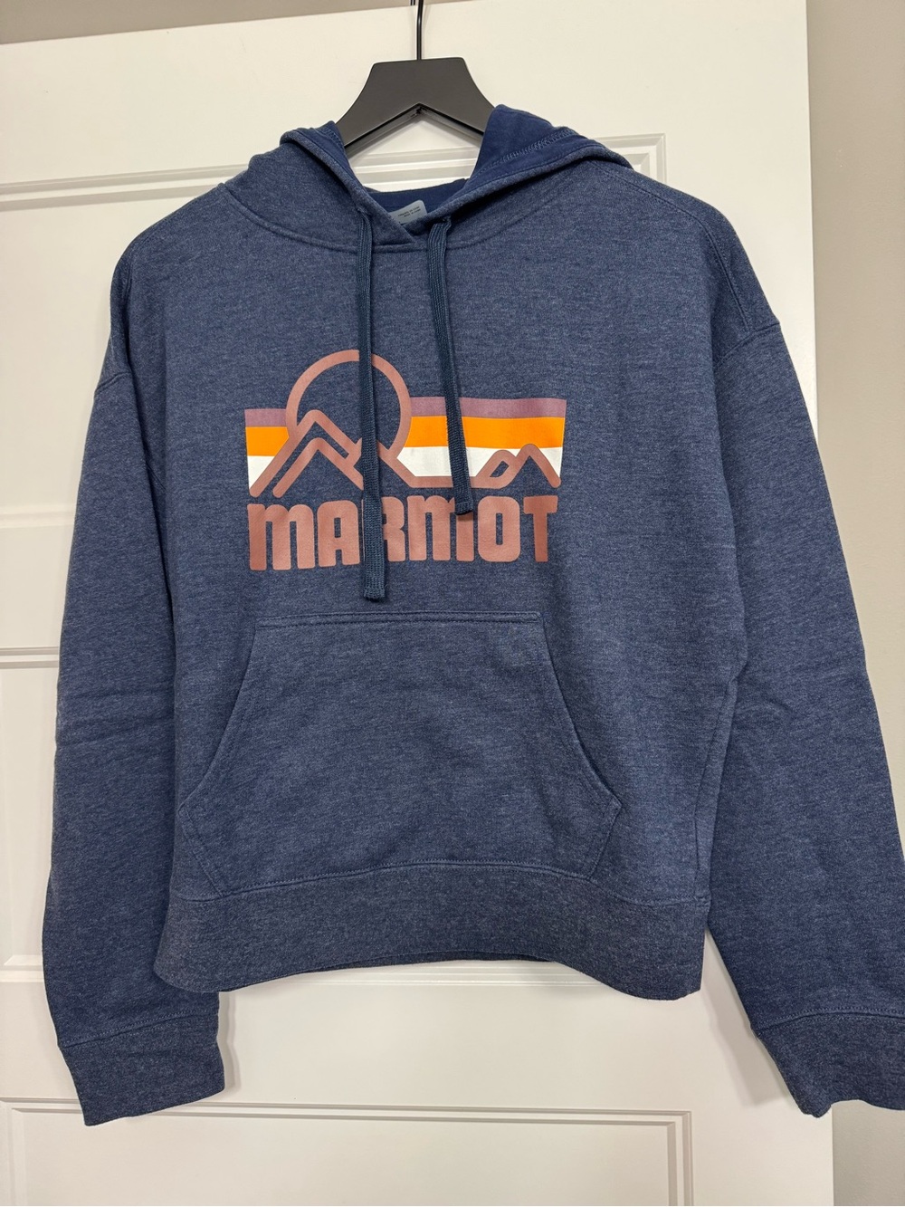 Marmot Women’s Navy Pullover Hoodie with Retro Logo